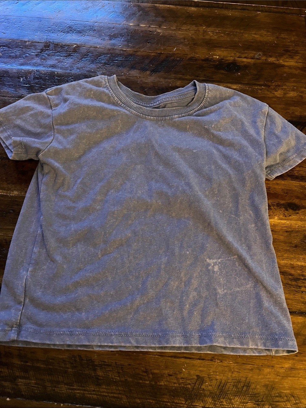 Toddler Short-Sleeve Crew Tee in Faded Blue / Bleach like design